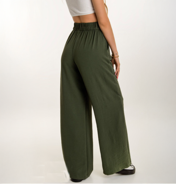 Pantalón Mujer Palazzo Lino Elastizado Amplio Moda Dama