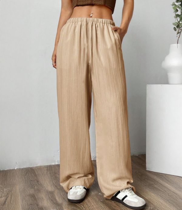 Pantalón Mujer Palazzo Lino Elastizado Amplio Moda Dama