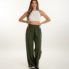 Pantalón Mujer Palazzo Lino Elastizado Amplio Moda Dama