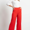 Pantalón Mujer Palazzo Lino Elastizado Amplio Moda Dama