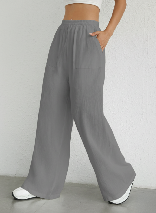 Pantalón Mujer Palazzo Lino Elastizado Amplio Moda Dama