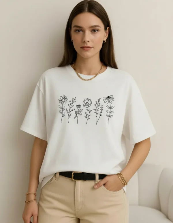 Remera Algodón Flores