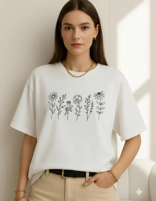Remera Algodón Flores