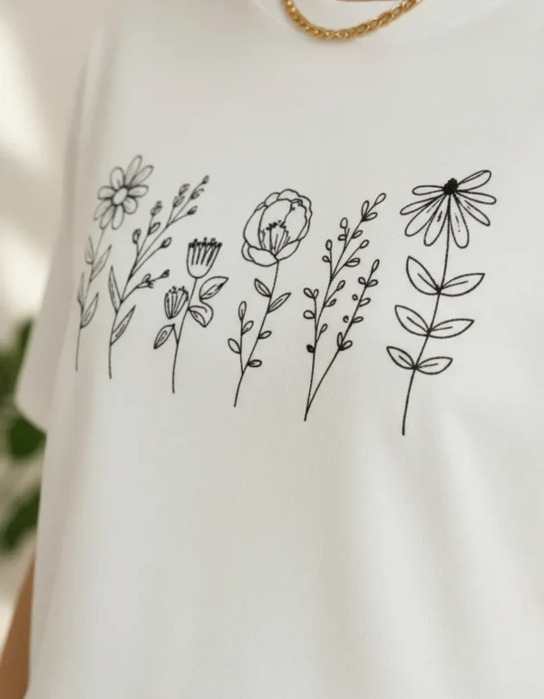 Remera Algodón Flores