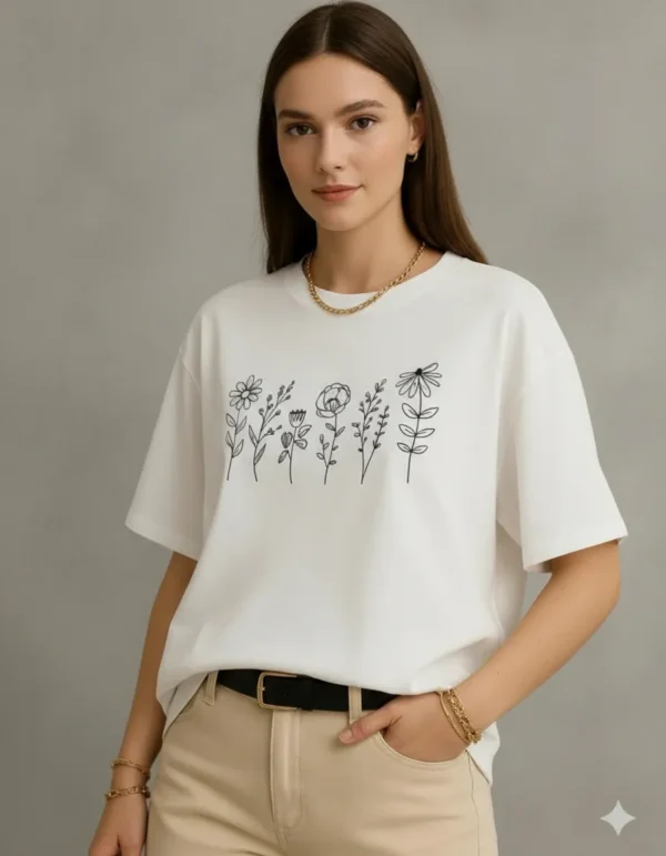 Remera Algodón Flores