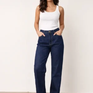 Jean Rigido Mujer Clasico Calce Ideal Calidad Recto Mujer model Jean Rigido Clásico