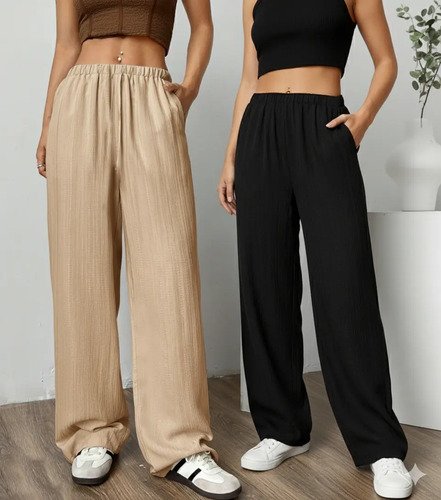 Pantalón Palazzo Lino Elastizado Pack X2
