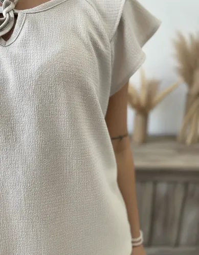 Blusa Remera Lino Elastizado Escote Blusa Remera Lino Elastizado Escote - foto 3