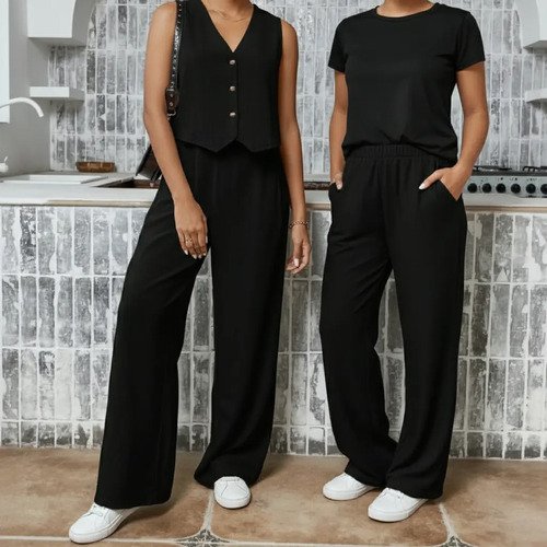 Pantalón Palazzo Lino Elastizado Pack X2 - foto 6