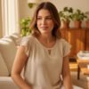Blusa Remera Lino Elastizado Escote Blusa Remera Lino Elastizado Escote
