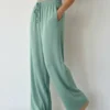 Pantalón Palazzo Lino Elastizado Bolsillos Lazo - foto 3