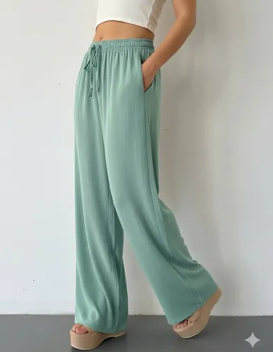 Pantalón Palazzo Lino Elastizado Bolsillos Lazo - foto 3