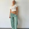 Pantalón Palazzo Lino Elastizado Bolsillos Lazo - foto 4