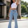 Jeans Oxford Elastizado Tiro Alto