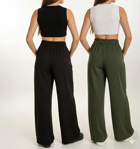 Pantalón Palazzo Lino Elastizado Pack X2 - foto 7
