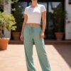 Pantalón Palazzo Lino Elastizado Bolsillos Lazo