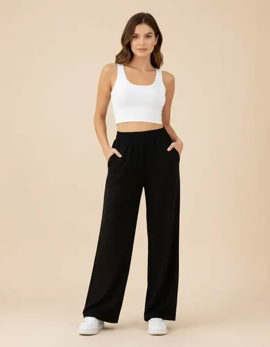 Pantalón Palazzo Frizado Amplio Otoño Invierno Pack - foto 3