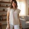 Blusa Remera Lino Elastizado Escote Blusa Remera Lino Elastizado Escote - foto 2