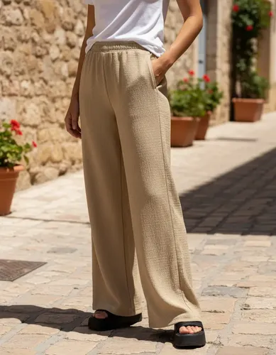 Pantalón Palazo Lino Hawai Elastizado Amplio Pantalón Palazo Lino Hawai Elastizado Amplio - foto 2