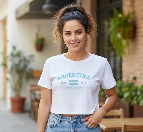 Remera Baby Tee Argentina Crop Top Verano Remera Baby Tee Argentina Crop Top Verano