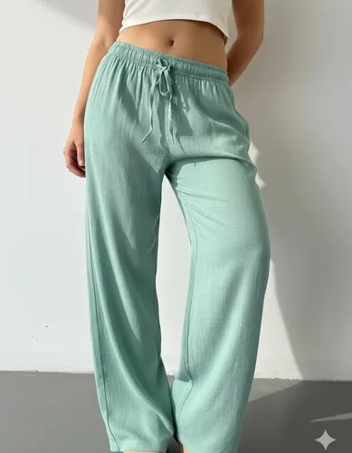 Pantalón Palazzo Lino Elastizado Bolsillos Lazo - foto 2